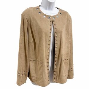 Ming Wang Studded Grommet Faux Suede Jacket size Large